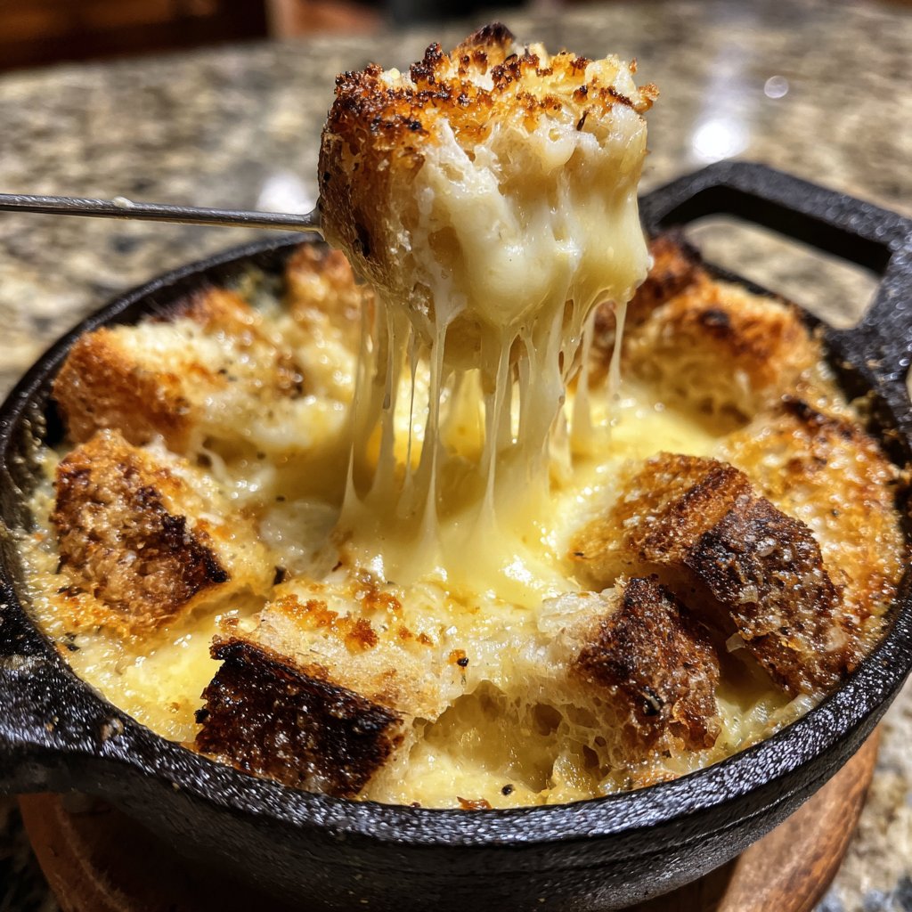 Fondue with Swiss Cheese and Garlic