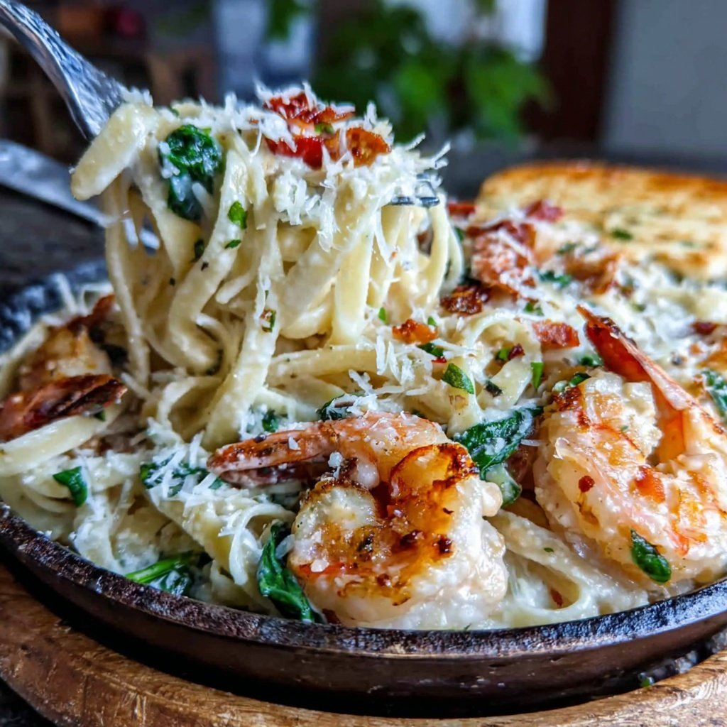 Shrimp And Spinach Alfredo Pasta