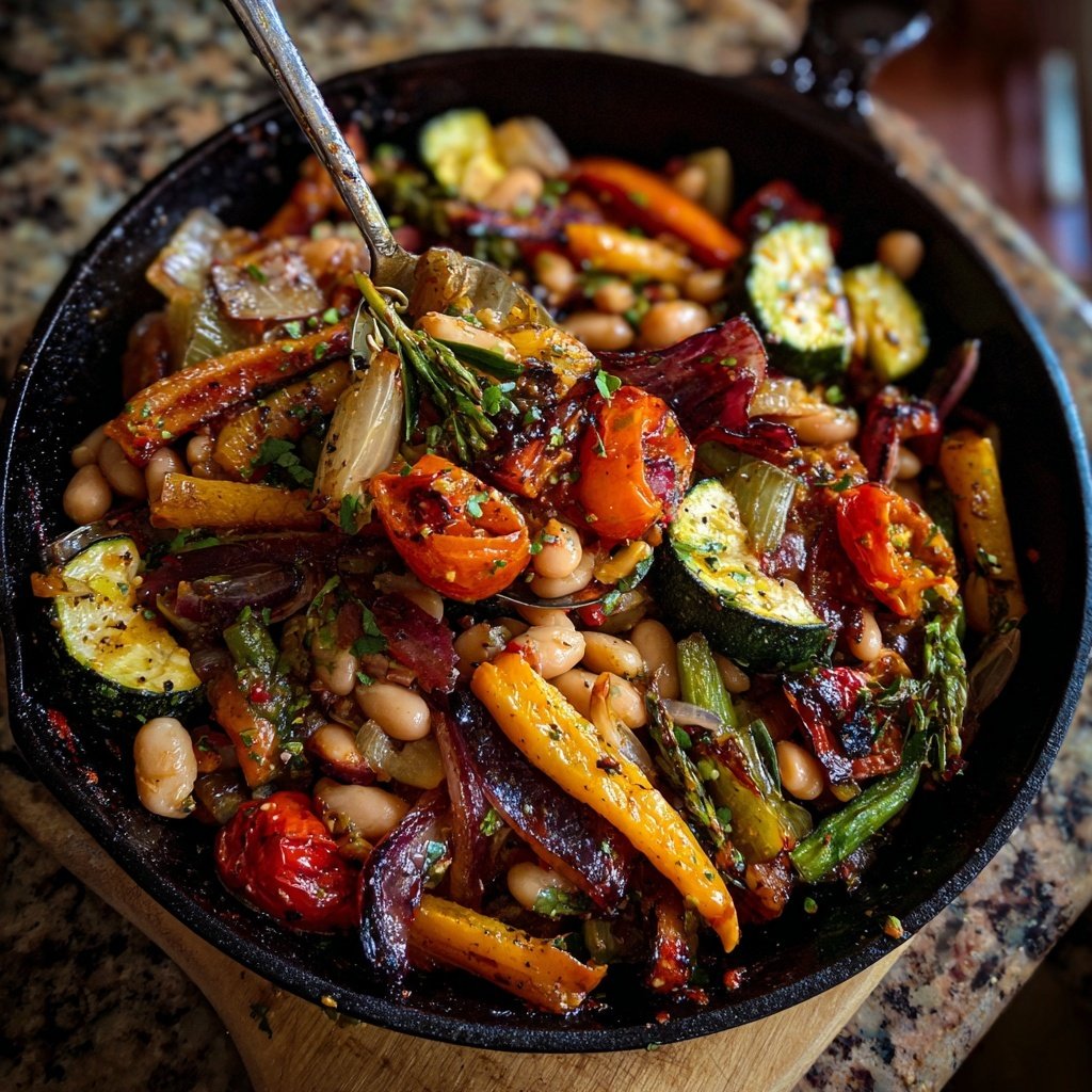 Roasted Veggie White Bean Skillet