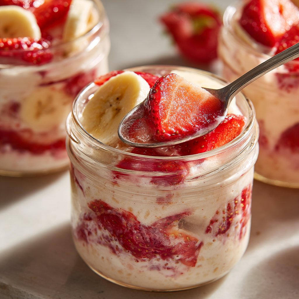 Strawberry Banana Breakfast Jars