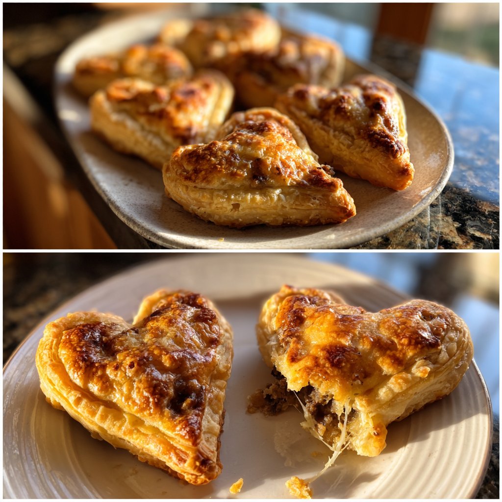 Puff Pastry Hearts with Mushroom Duxelles