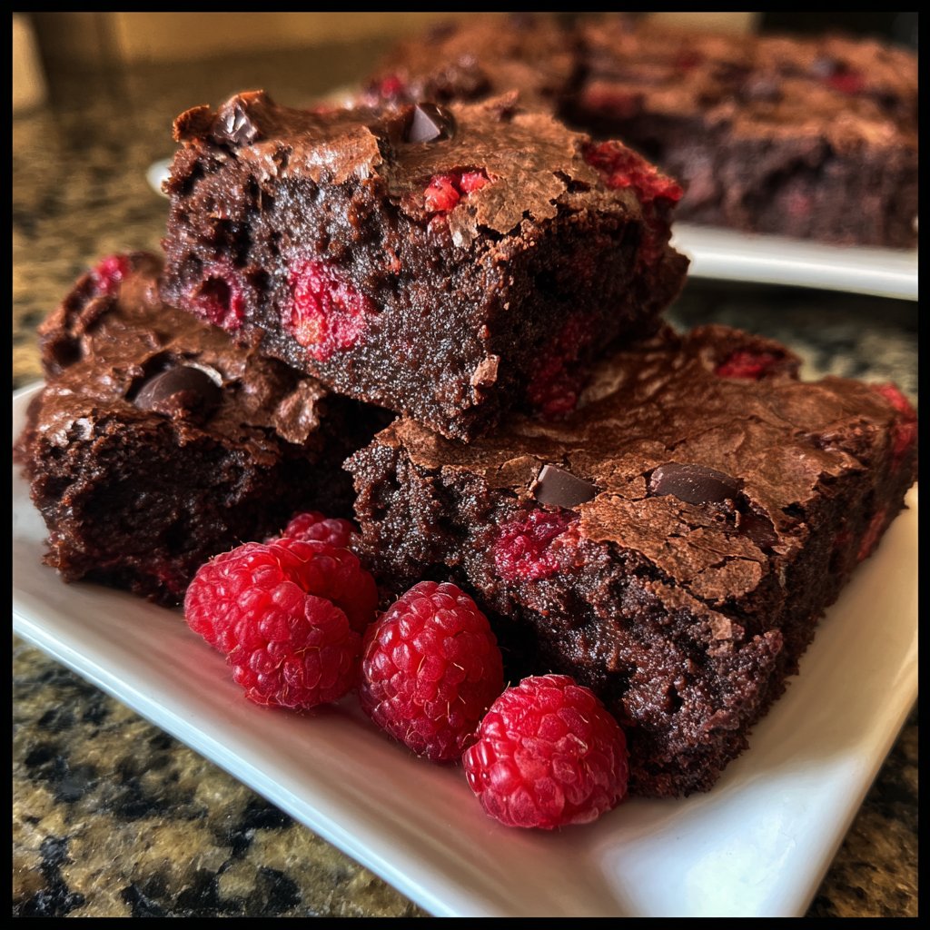 Cottage Cheese Brownies with Raspberries