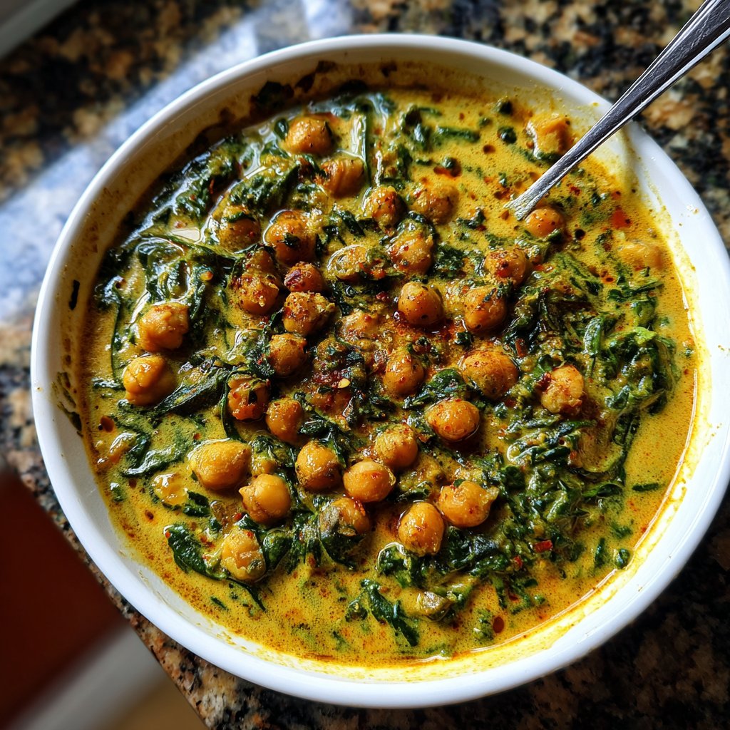 Healthy Dinner Chickpea Spinach Curry